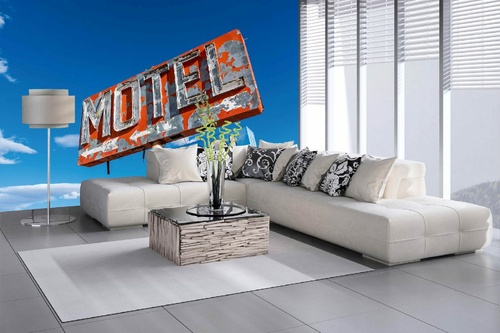 Vlies Fototapete - Altes amerikanisches Motel-Schild 375 x 250 cm